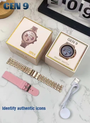 Smartwatch de Lujo Dorado Rosa con Cristales – Reloj Inteligente Elegante para Mujer