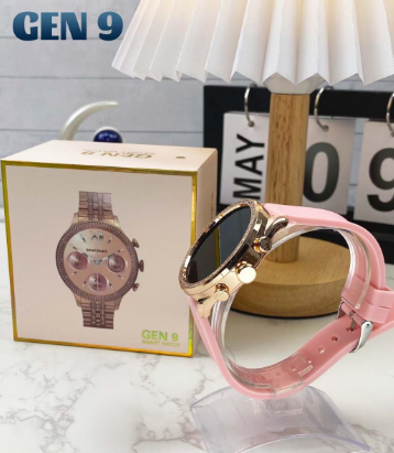 Smartwatch de Lujo Dorado Rosa con Cristales – Reloj Inteligente Elegante para Mujer
