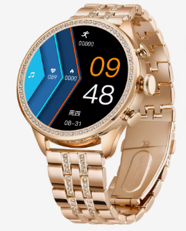 Smartwatch de Lujo Dorado Rosa con Cristales – Reloj Inteligente Elegante para Mujer